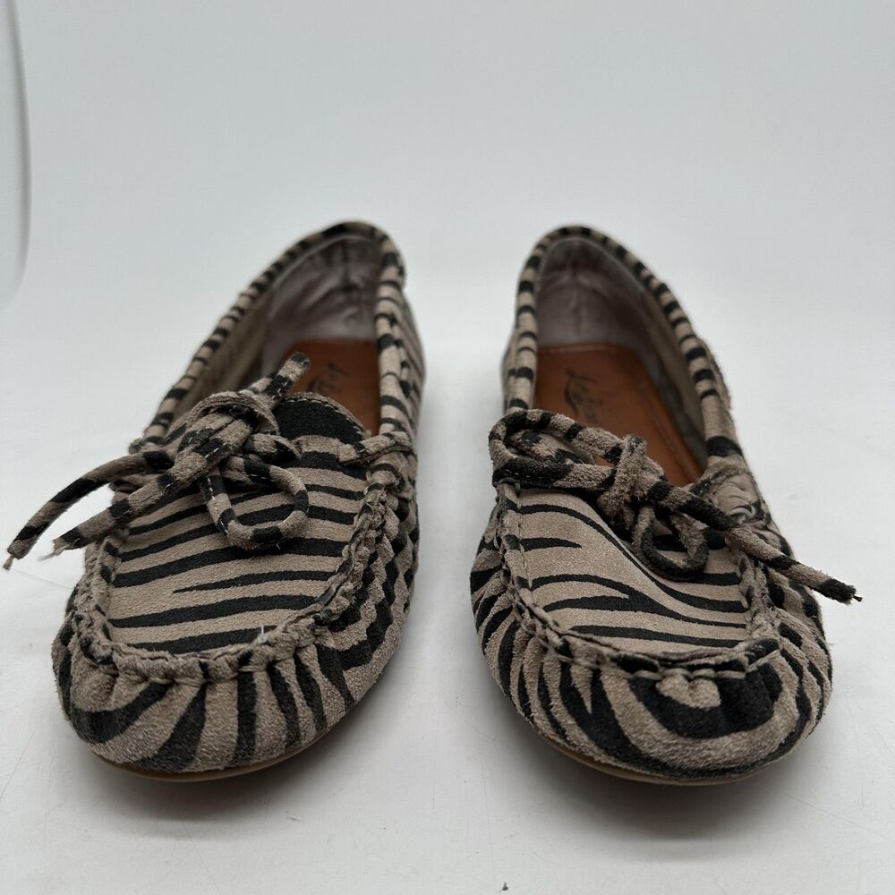 Lucky Brand Moccasin Shoes Womens Size 6.5 Brown Black Zebra Print Flats - Picture 5 of 10